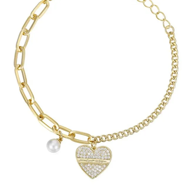 14k Gold Filled Heart Bracelet