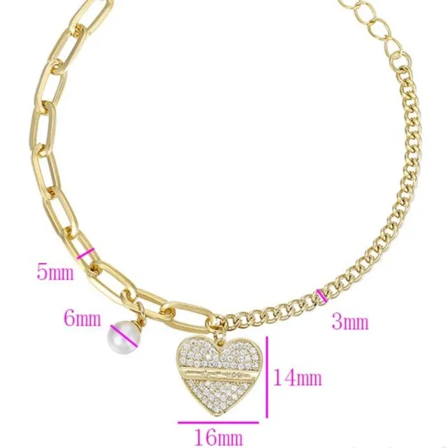 14k Gold Filled Heart Bracelet