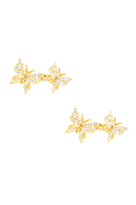 925 Gold Filled CZ Crystal Pavé Butterfly Earrings