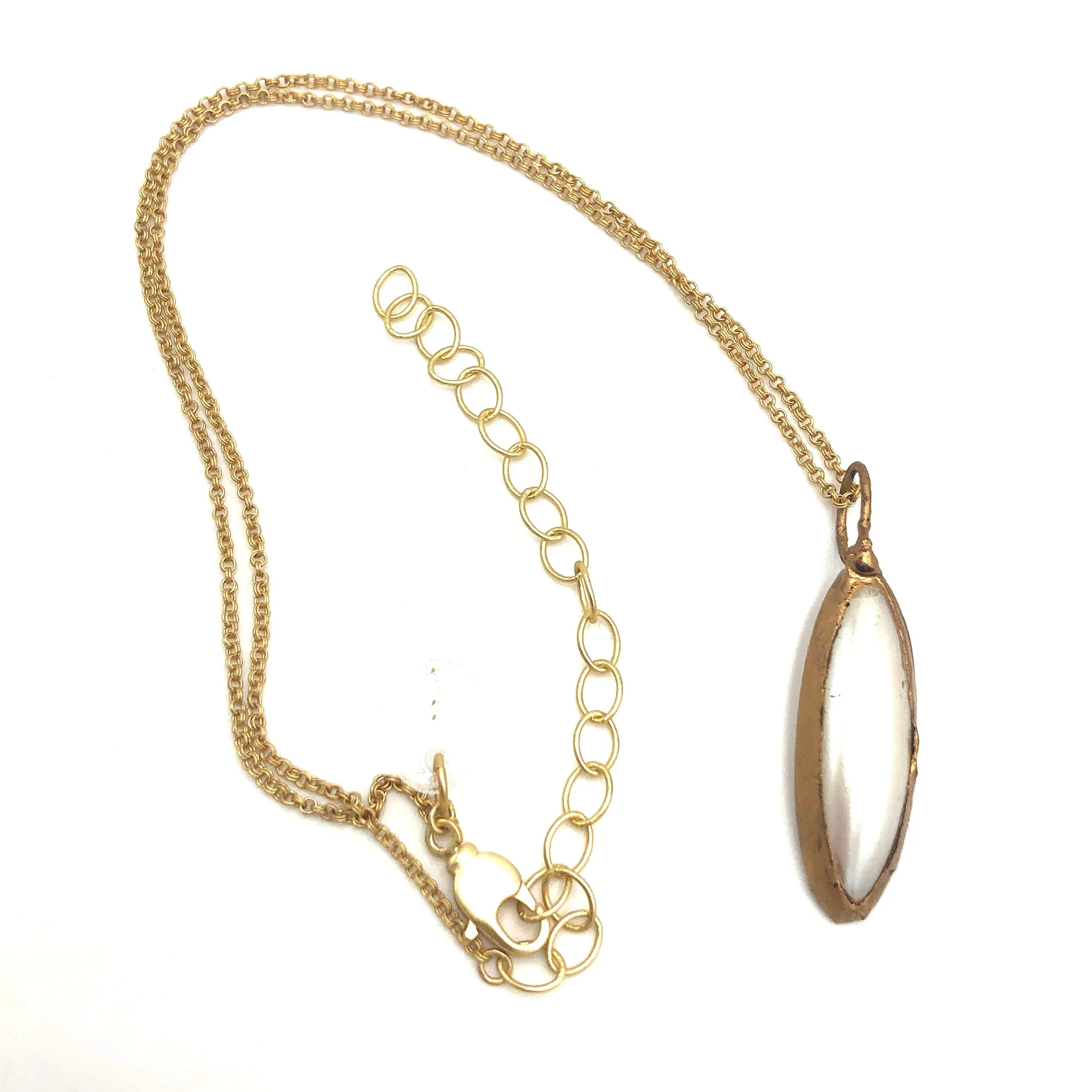 Aged Pearl Marquis & Matte Gold Layering Necklace - Shortie