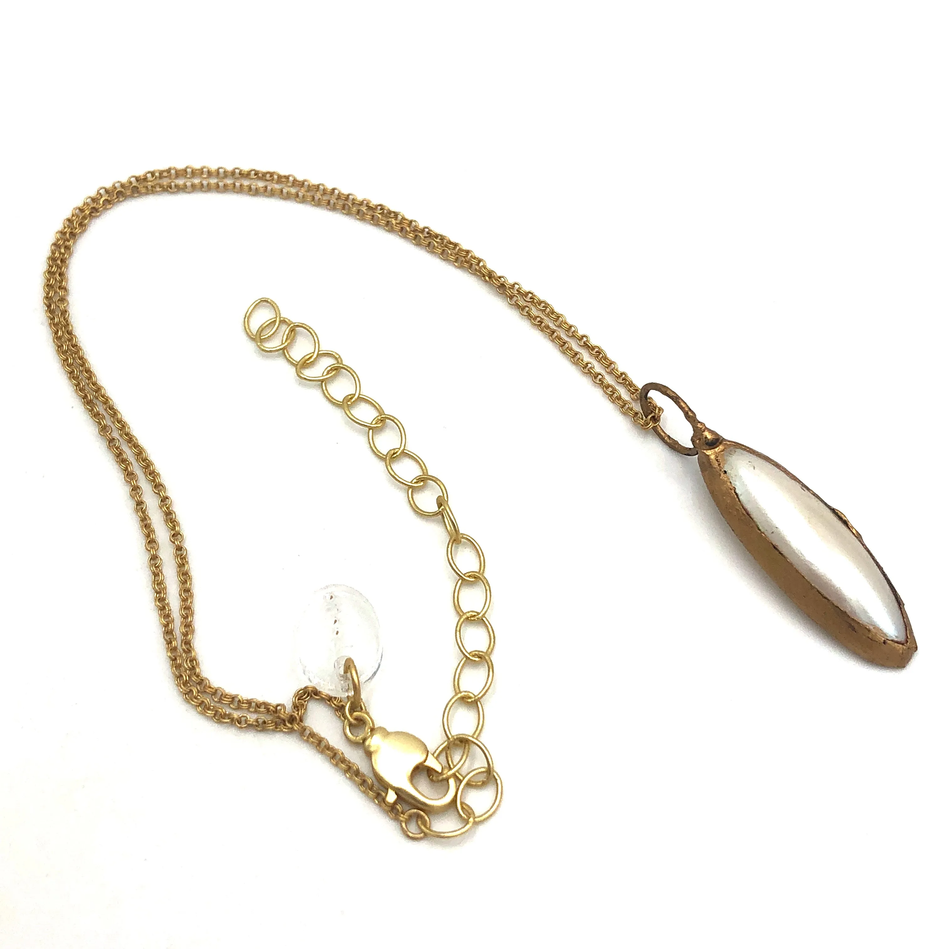 Aged Pearl Marquis & Matte Gold Layering Necklace - Shortie