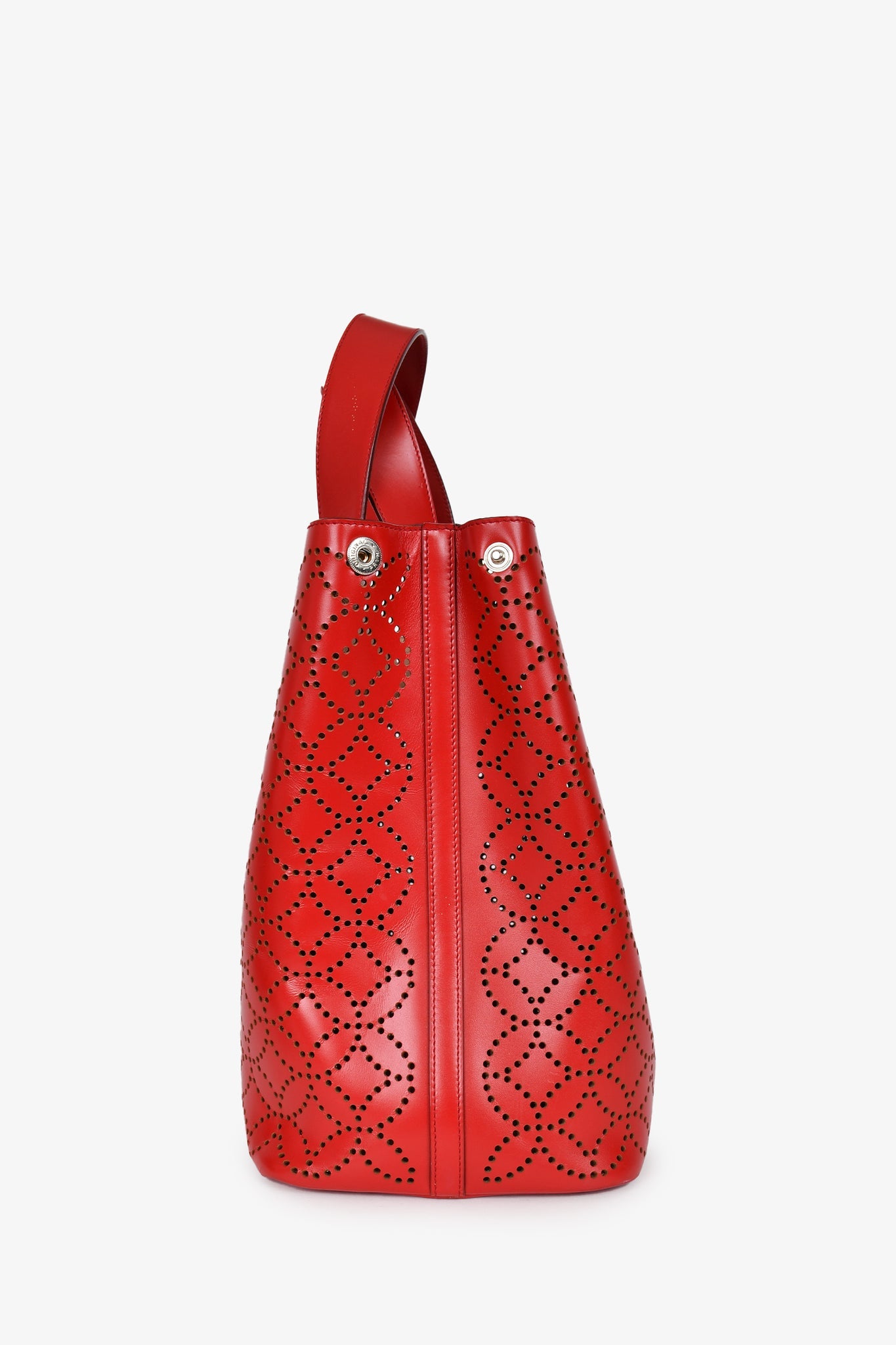 Alaia Paris Red Perforated Leather Top Handle Tote