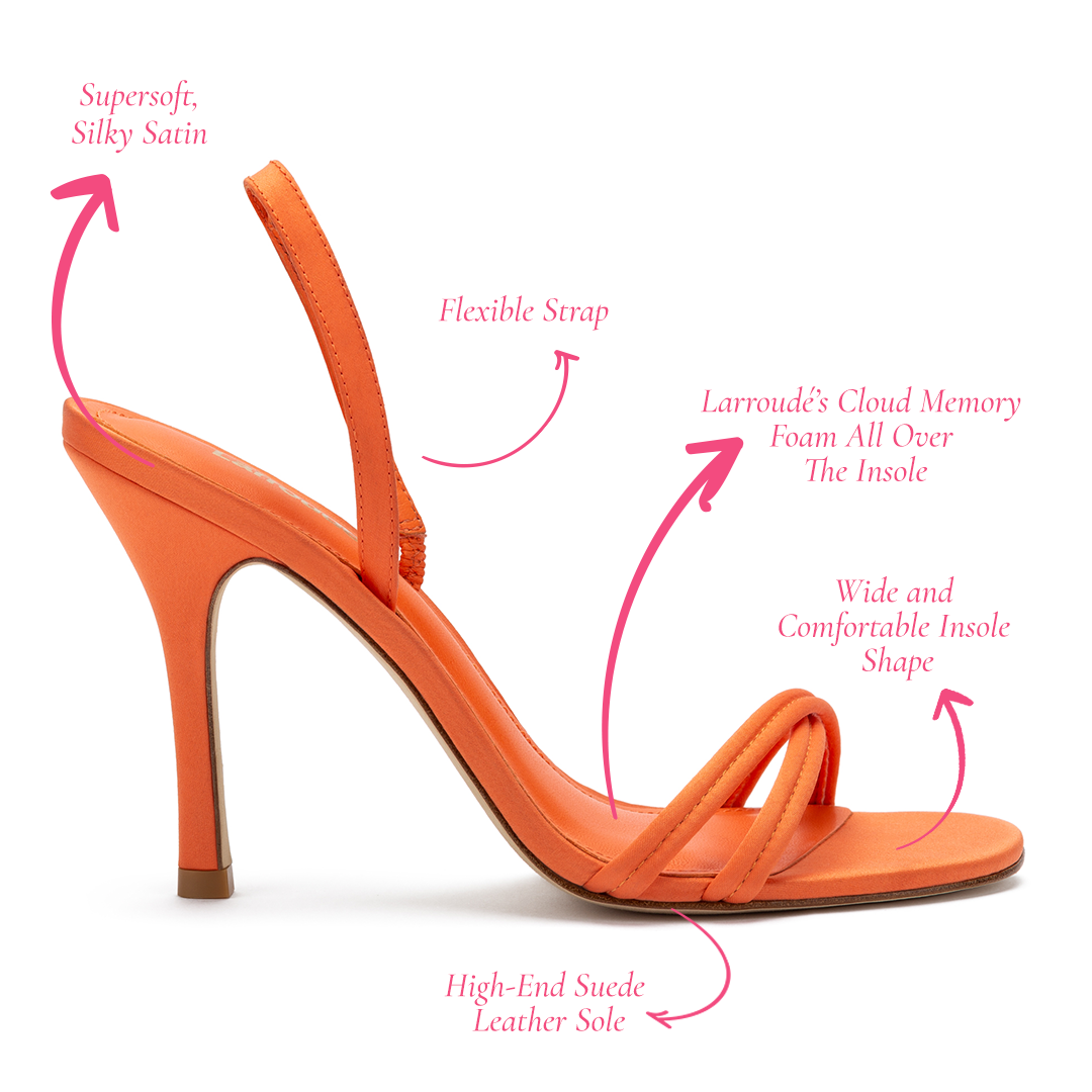 Annie Sandal In Orange Satin