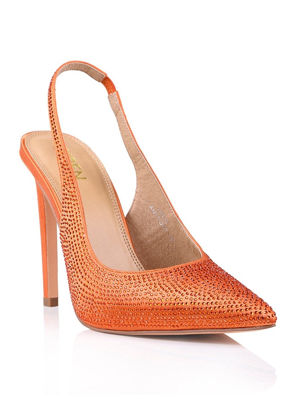 Anthony Stiletto Heels - Orange Satin/Jewels