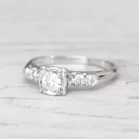 Art Deco 0.22 Carat Transitional Cut Diamond Solitaire