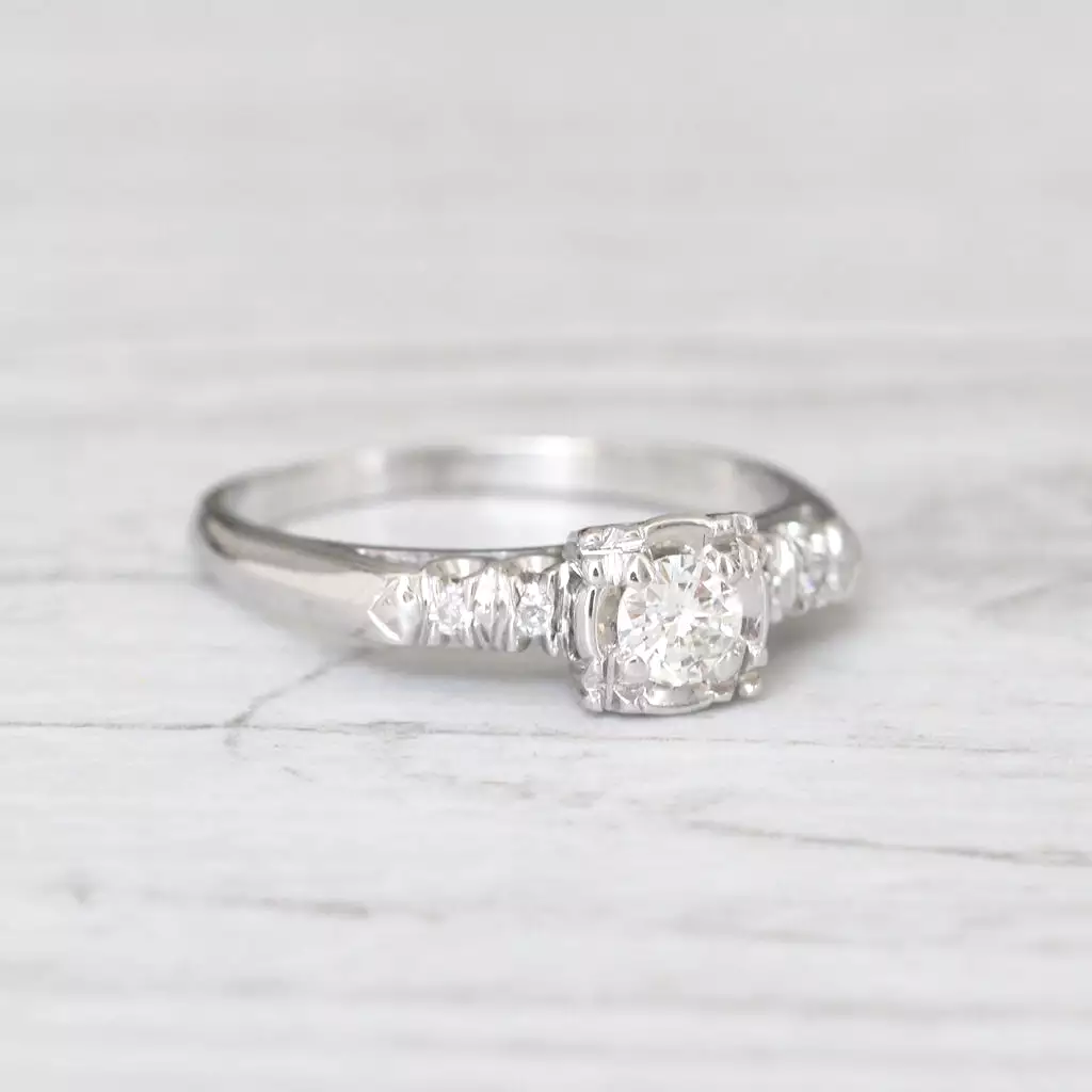 Art Deco 0.22 Carat Transitional Cut Diamond Solitaire