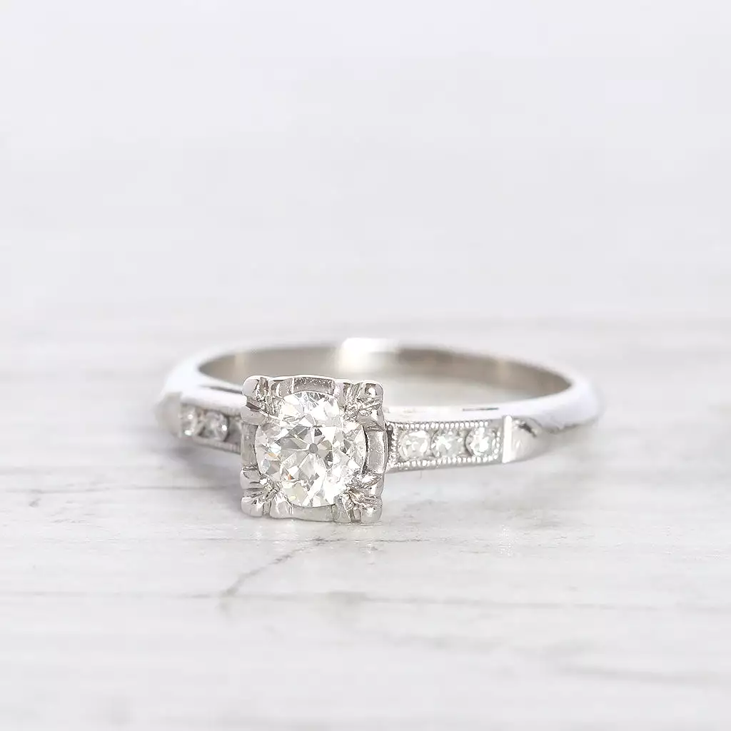 Art Deco 0.45 Carat Old European Cut Diamond Solitaire