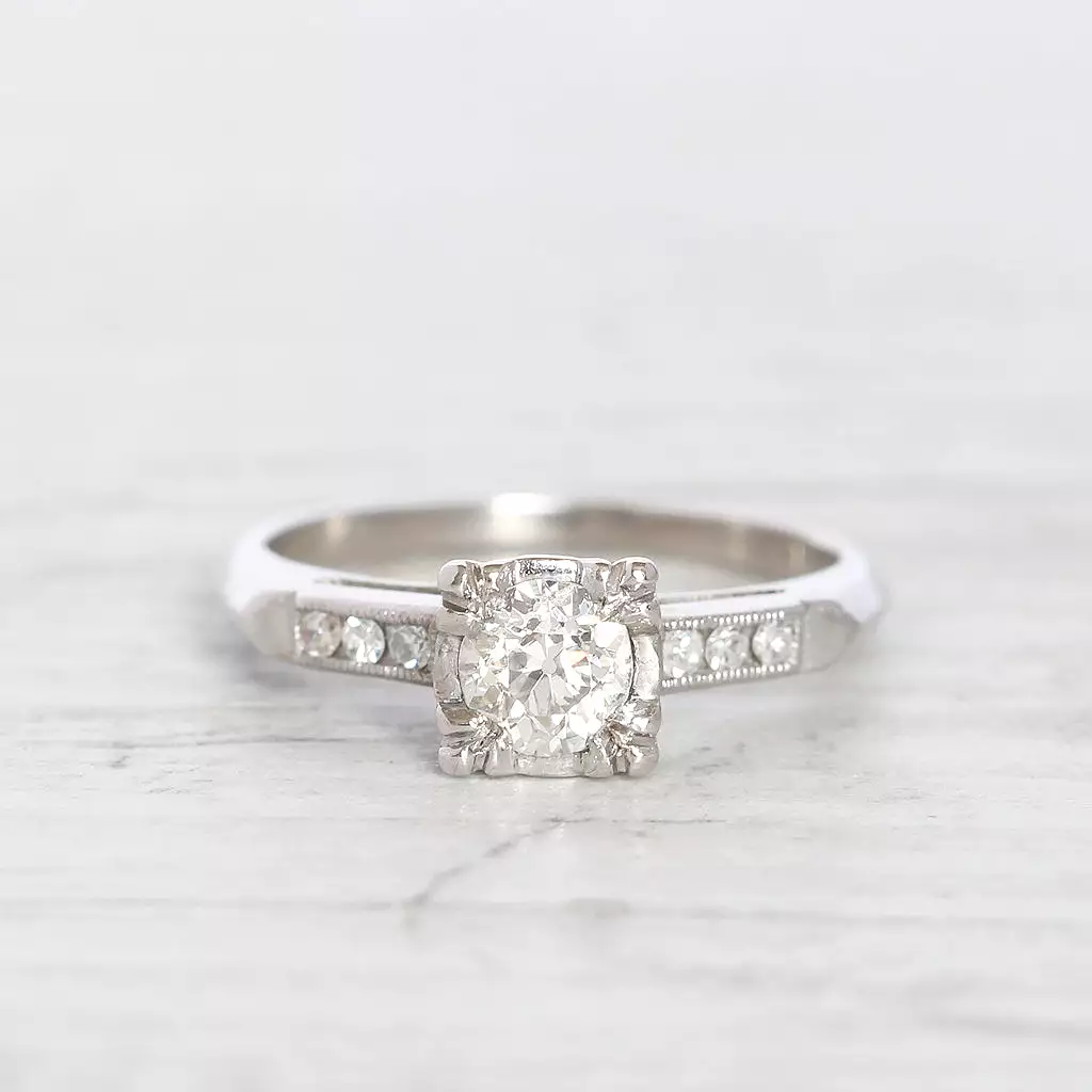 Art Deco 0.45 Carat Old European Cut Diamond Solitaire