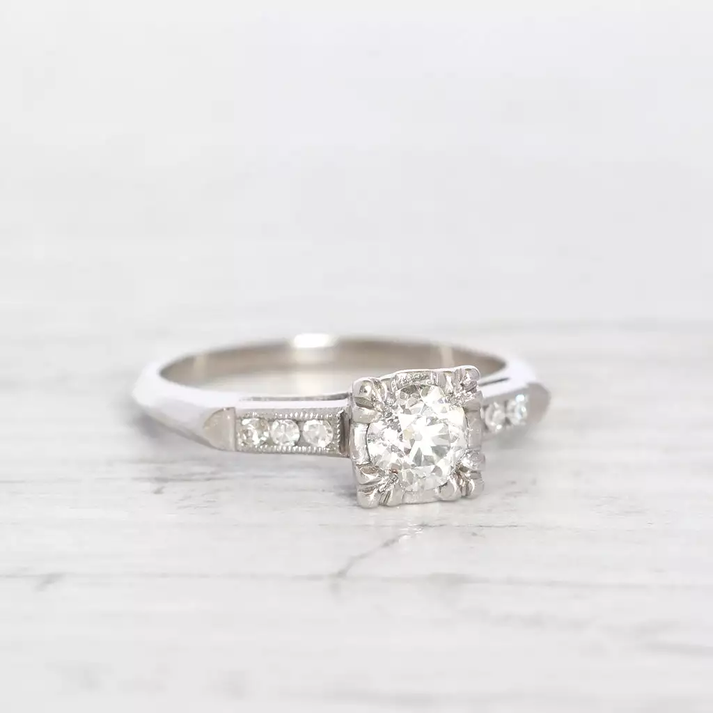 Art Deco 0.45 Carat Old European Cut Diamond Solitaire