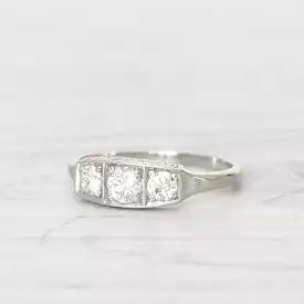 Art Deco 0.48 Carat Old European Cut Diamond Three Stone