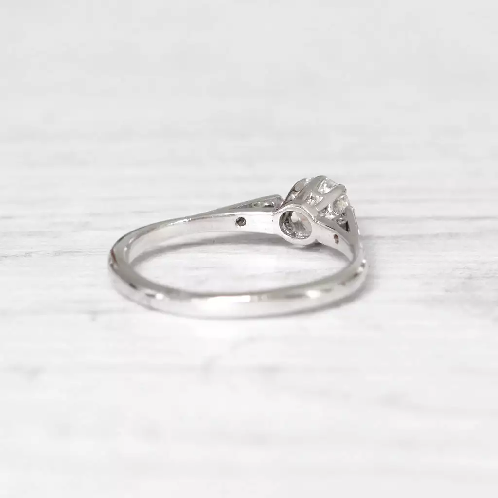 Art Deco 0.58 Carat Transitional Cut Diamond Solitaire