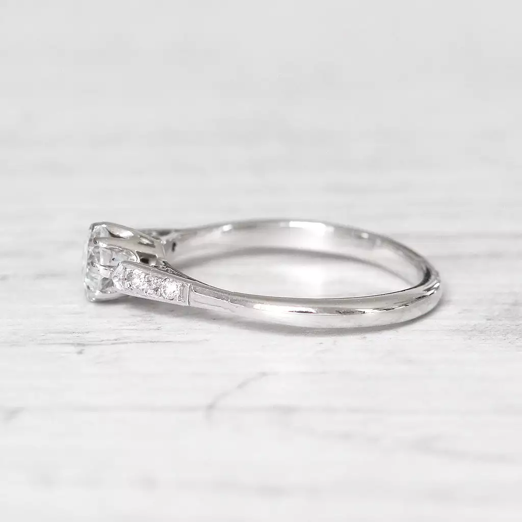 Art Deco 0.58 Carat Transitional Cut Diamond Solitaire