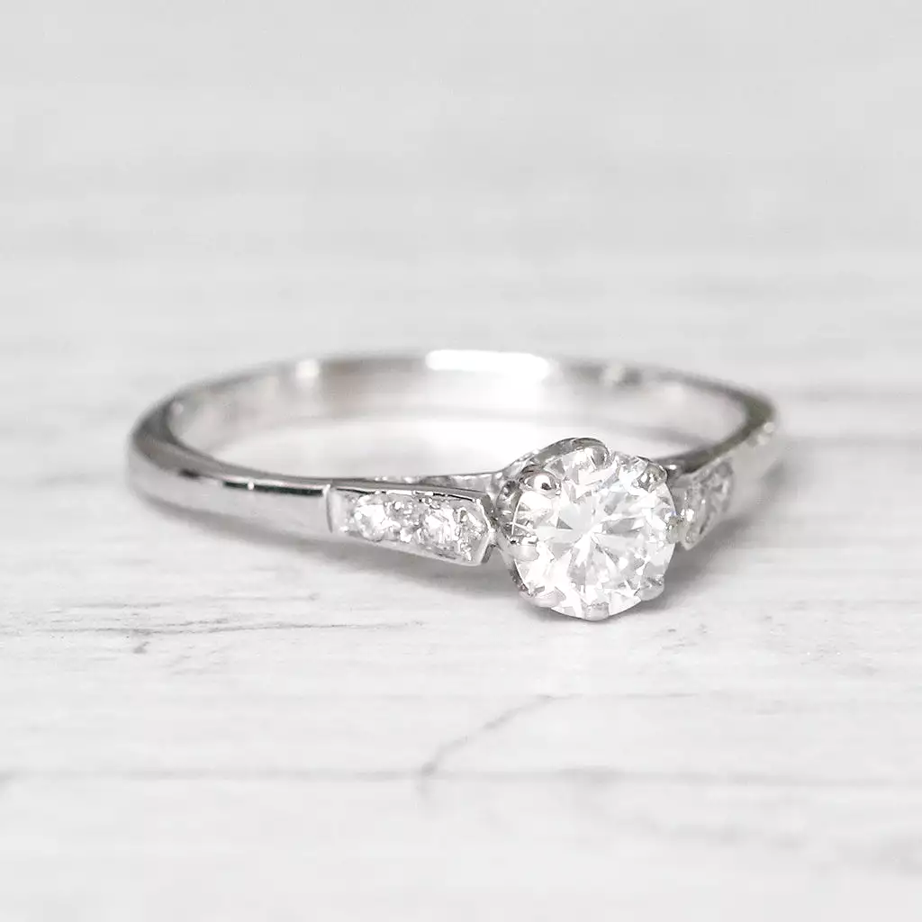 Art Deco 0.58 Carat Transitional Cut Diamond Solitaire