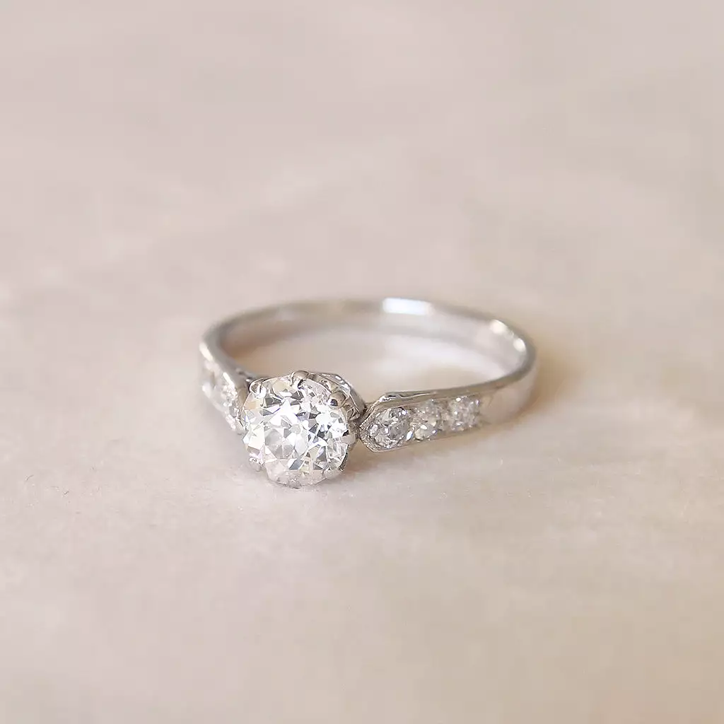 Art Deco 0.65 Carat Old European Cut Diamond Solitaire