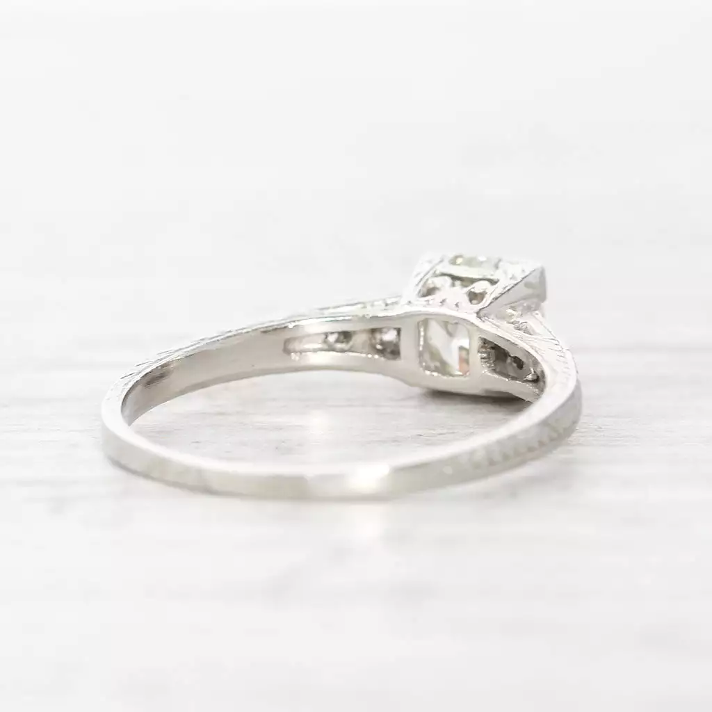 Art Deco 0.70 Carat Brilliant Cut Diamond Engraved Solitaire