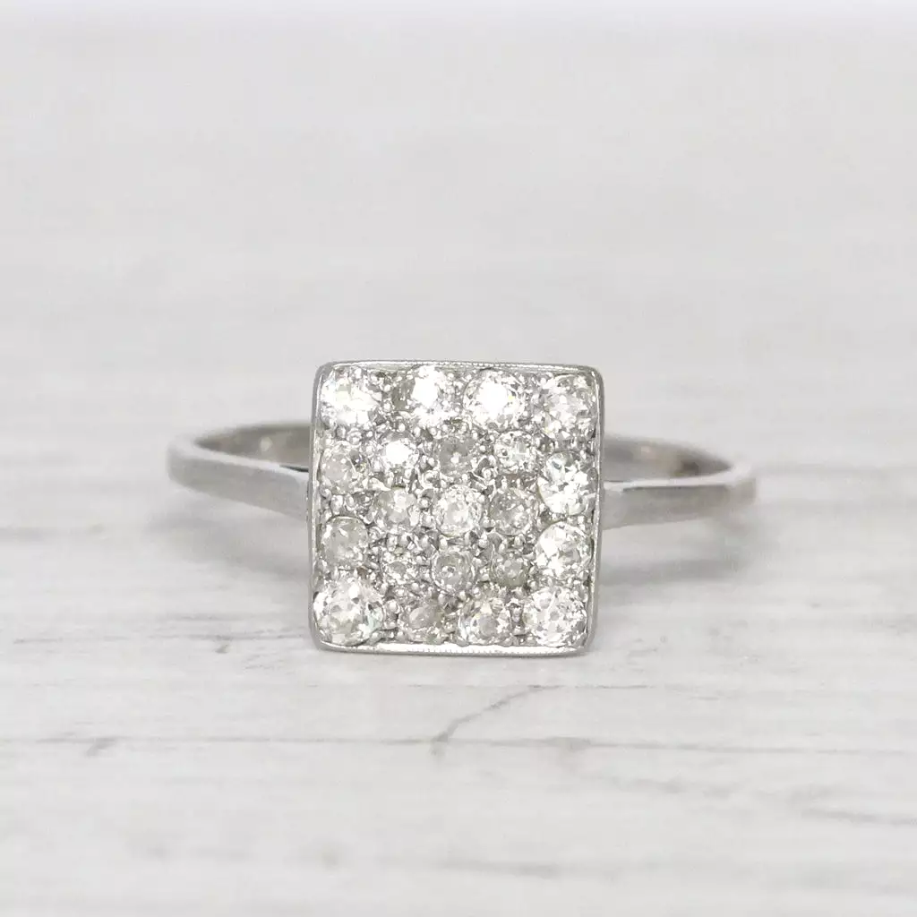 Art Deco 0.76 Carat Old Mine Cut Diamond Square Cluster