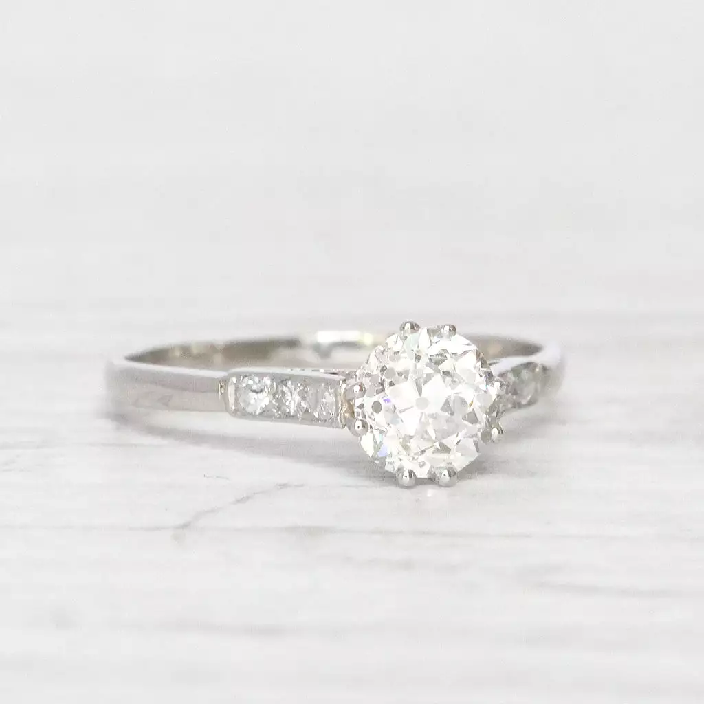 Art Deco 0.80 Carat Old European Cut Diamond Solitaire