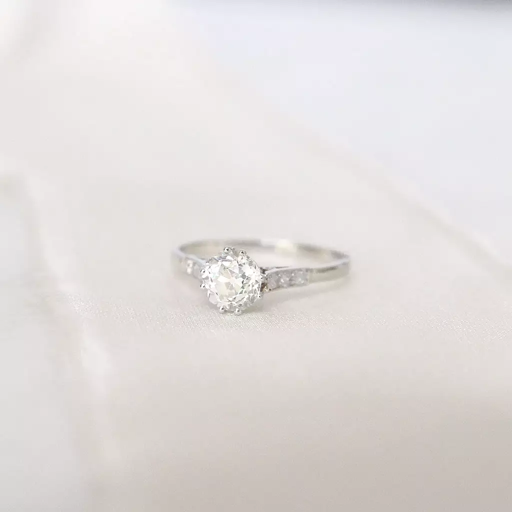 Art Deco 0.80 Carat Old European Cut Diamond Solitaire