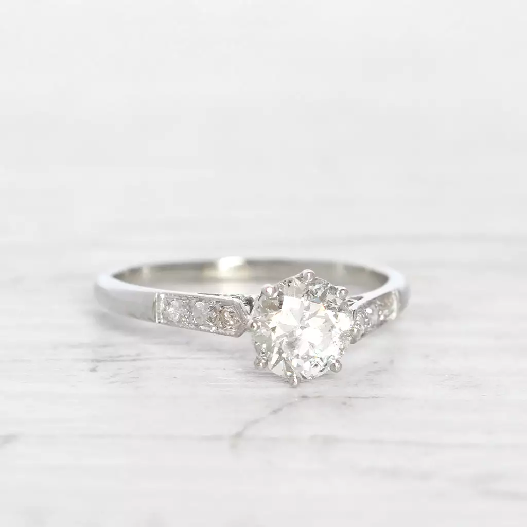 Art Deco 0.80 Carat Old European Cut Diamond Solitaire