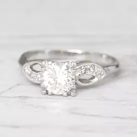 Art Deco 0.88 Carat Transitional Cut Diamond Solitaire