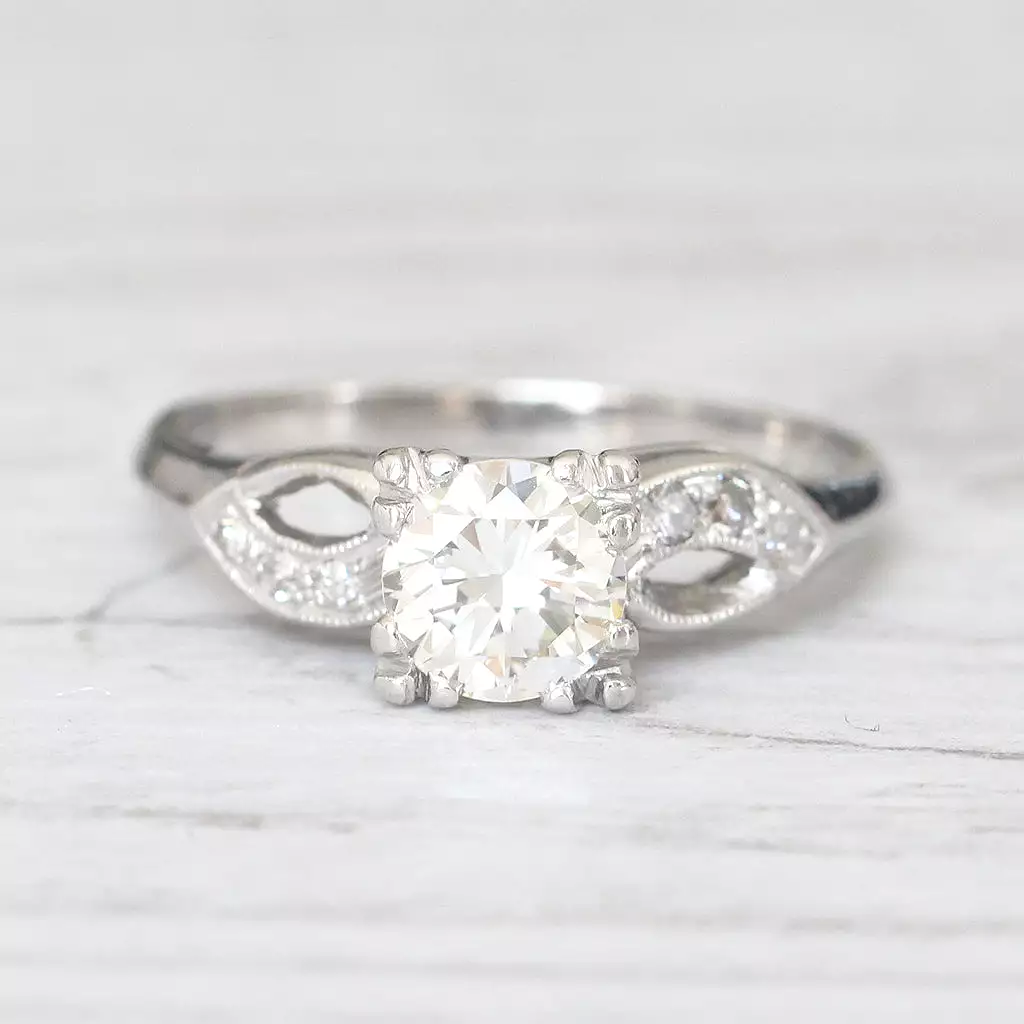 Art Deco 0.88 Carat Transitional Cut Diamond Solitaire