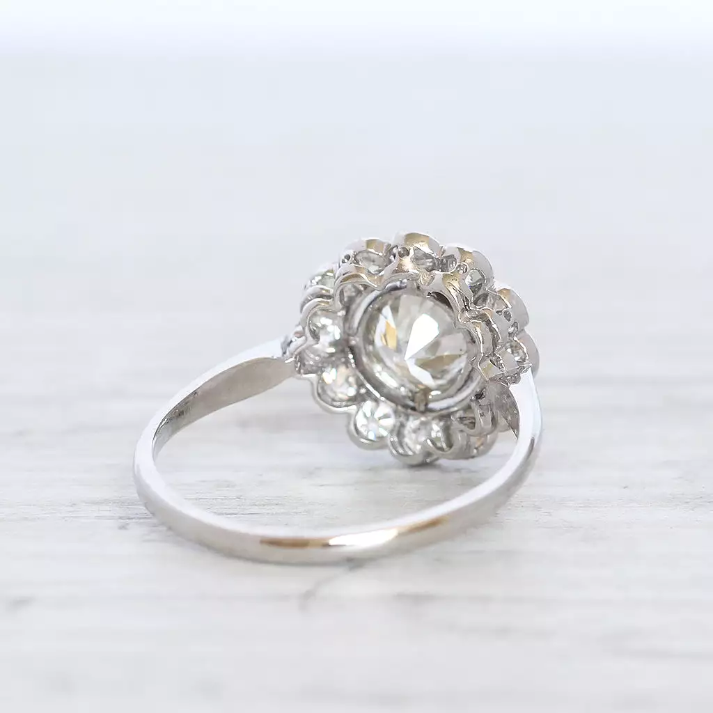 Art Deco 1.29 Carat Transitional Cut Diamond Daisy Cluster with Original Box