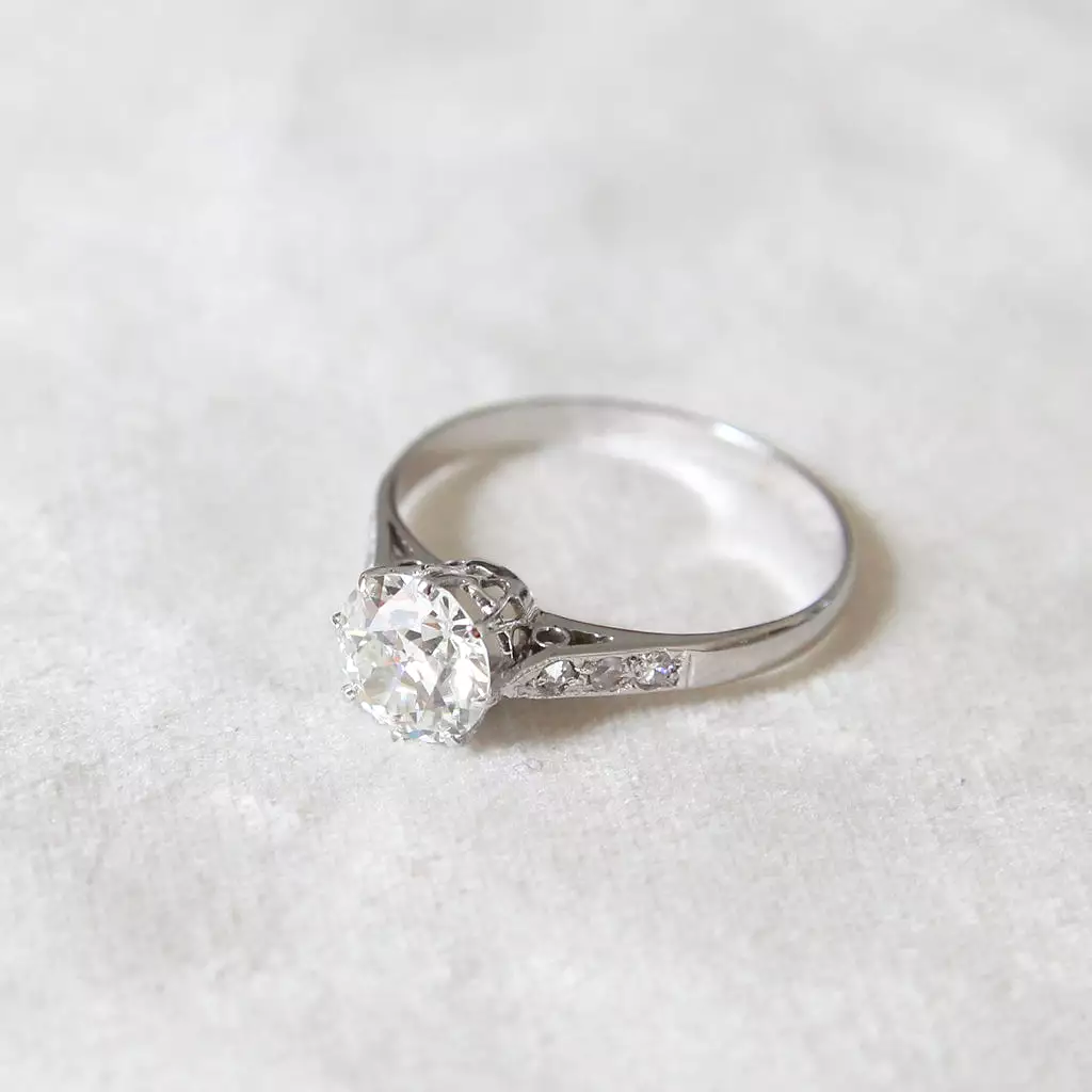 Art Deco 1.33 Carat Old European Cut Diamond Solitaire