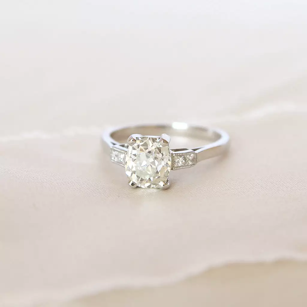 Art Deco 1.70 Carat Old Mine Cut Diamond Solitaire