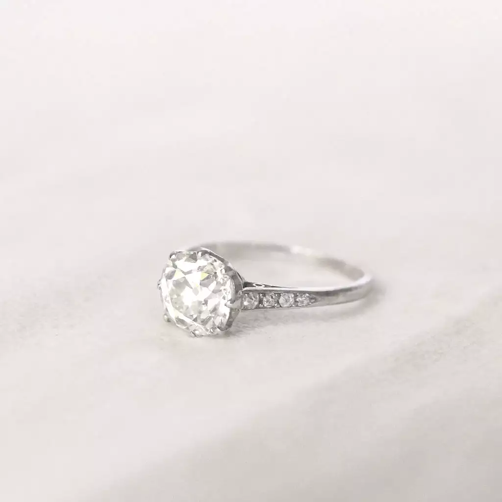 Art Deco 2.04 Old Mine Cut Diamond Solitaire