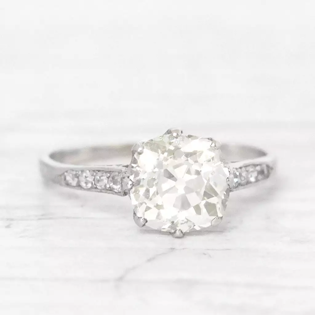 Art Deco 2.04 Old Mine Cut Diamond Solitaire