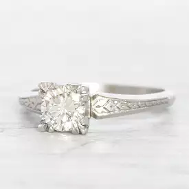 Art Deco Engraved 0.80 Carat Diamond Solitaire