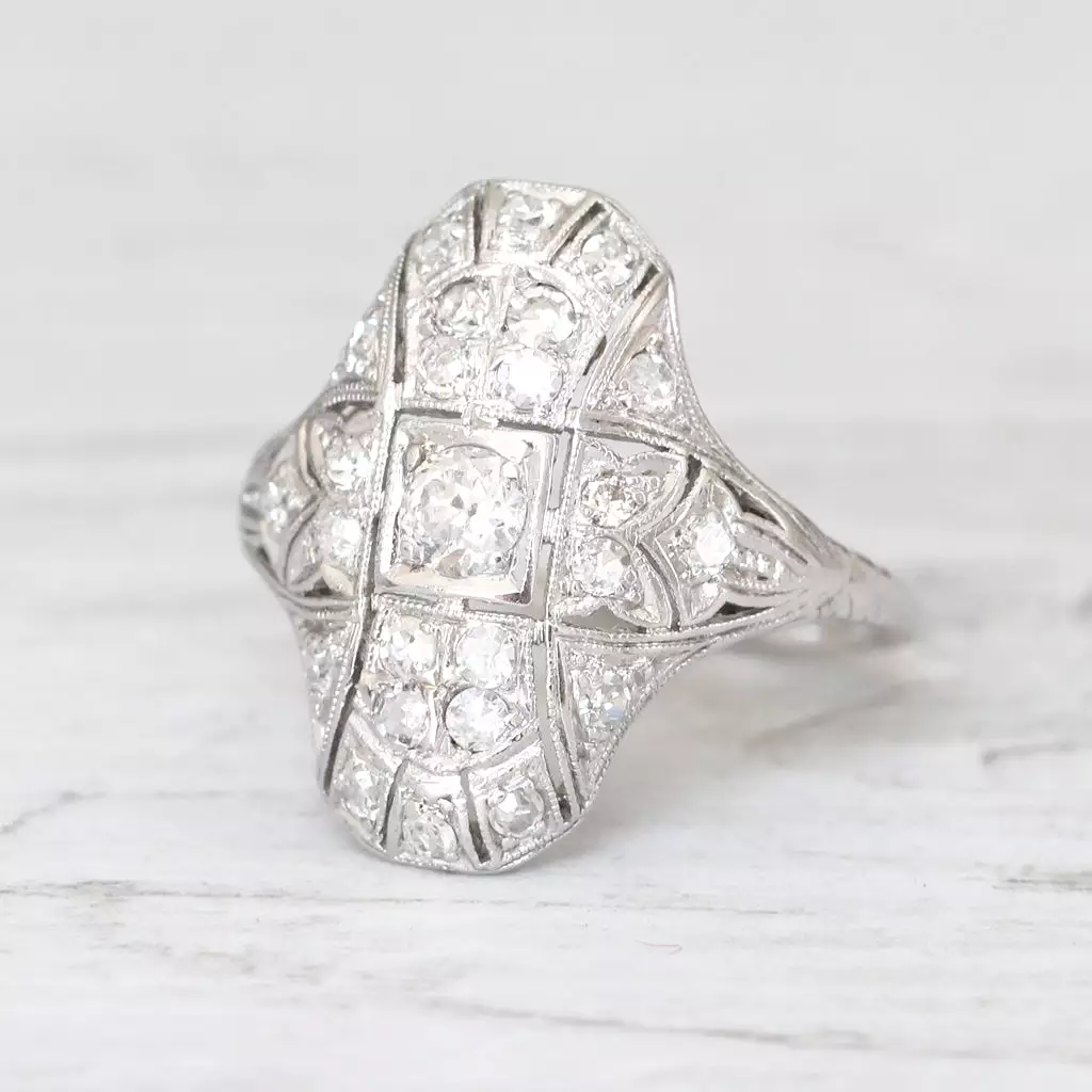 Art Deco Old European Cut Diamond Bombé Cluster