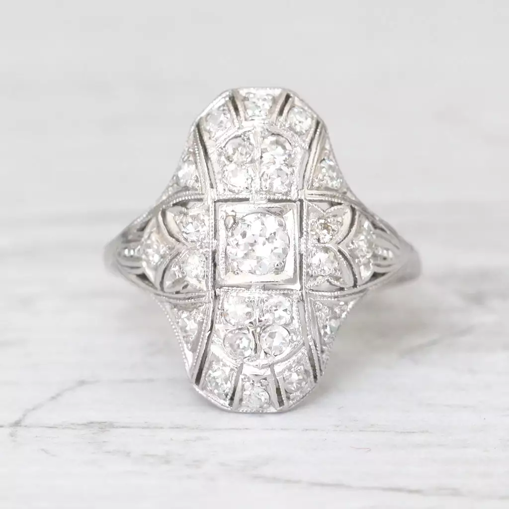 Art Deco Old European Cut Diamond Bombé Cluster