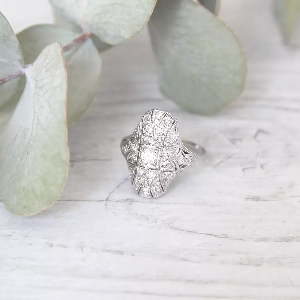 Art Deco Old European Cut Diamond Bombé Cluster