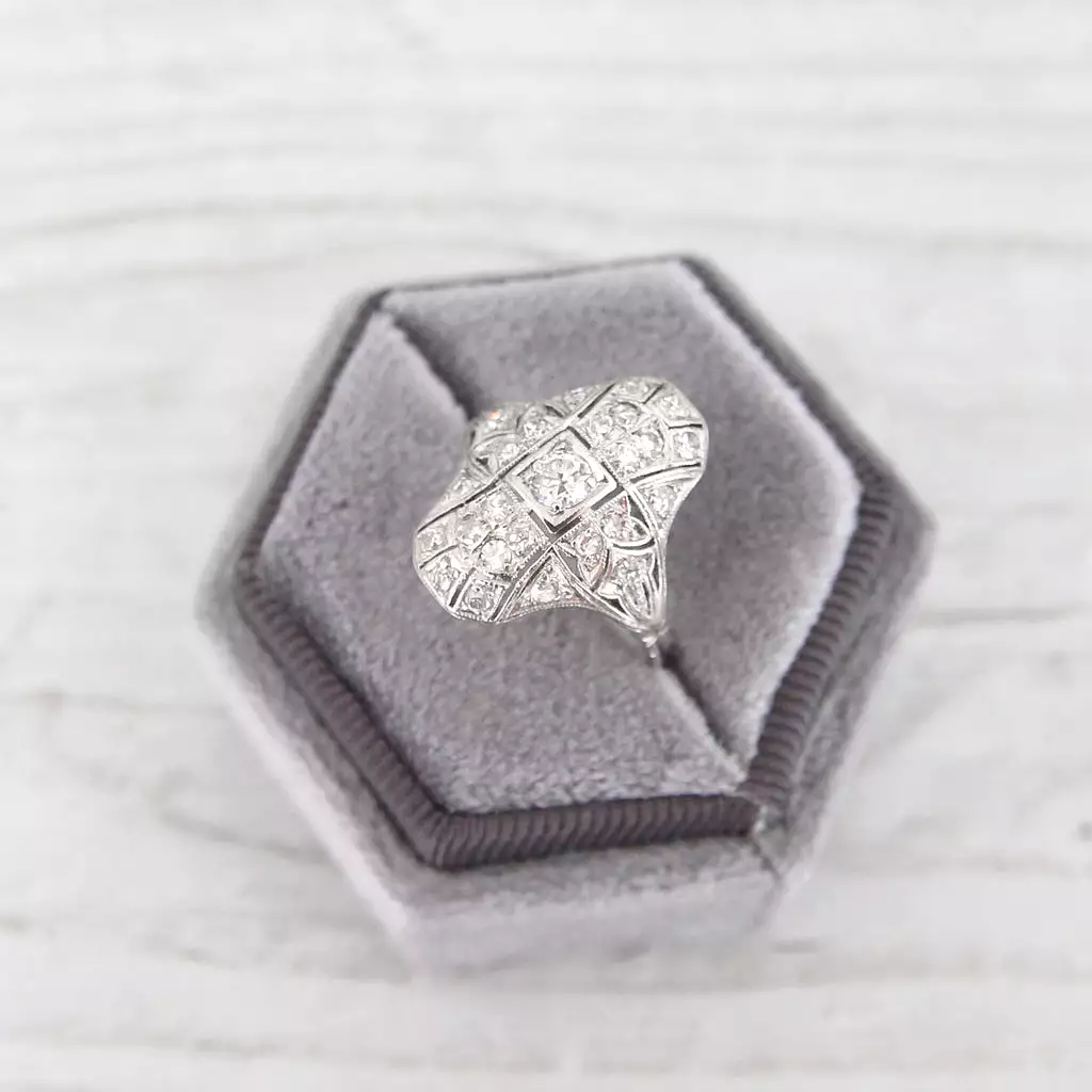 Art Deco Old European Cut Diamond Bombé Cluster