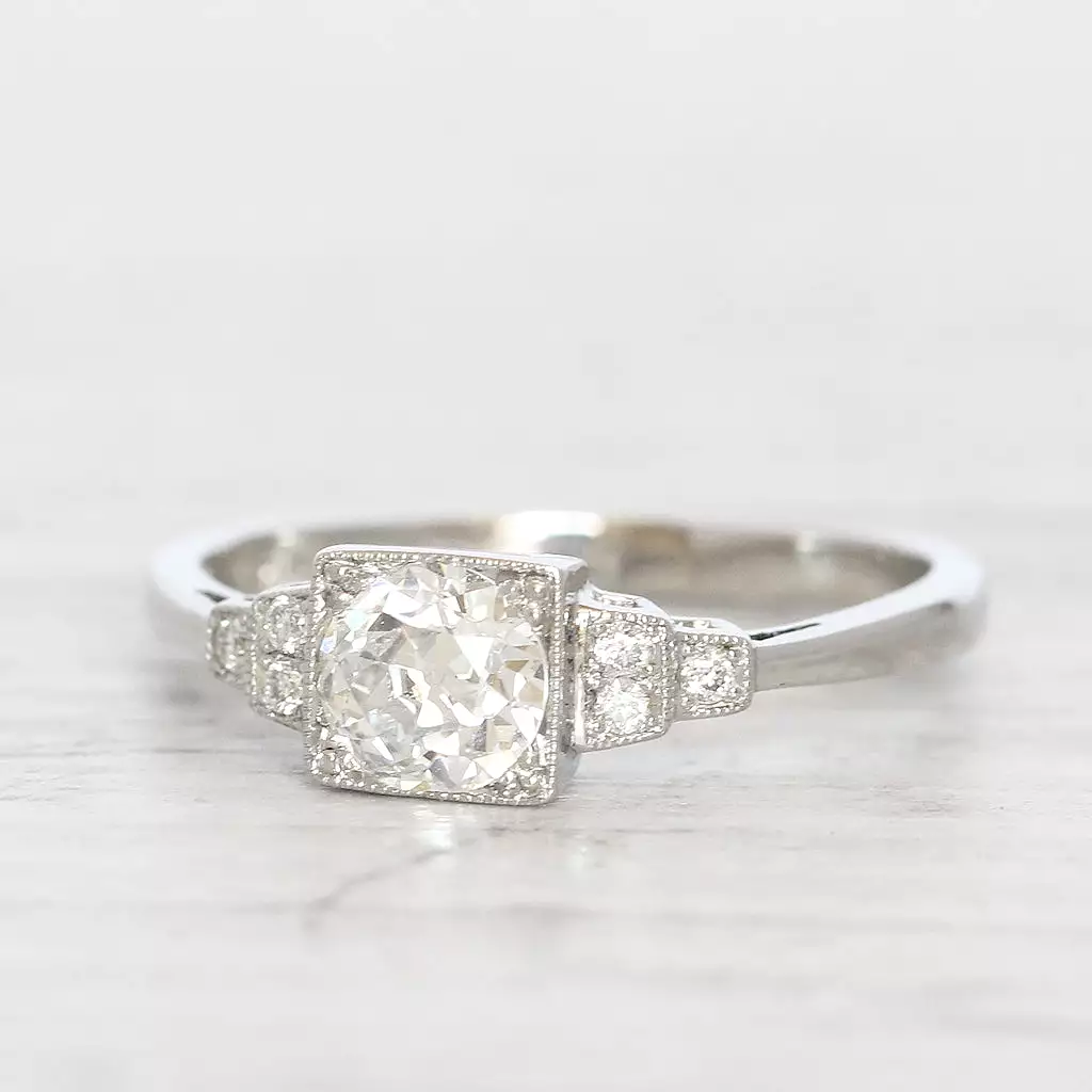 Art Deco Style 0.61 Carat Old European Cut Diamond Solitaire