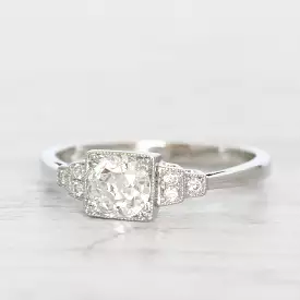 Art Deco Style 0.61 Carat Old European Cut Diamond Solitaire