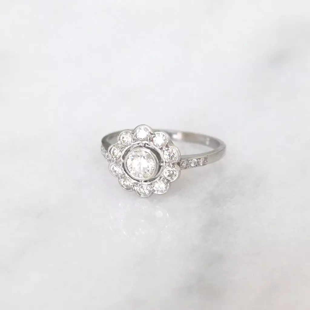 Art Deco Style 0.80 Carat Diamond Daisy Cluster