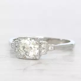 Art Deco Style 0.94 Carat Old European Cut Diamond Solitaire