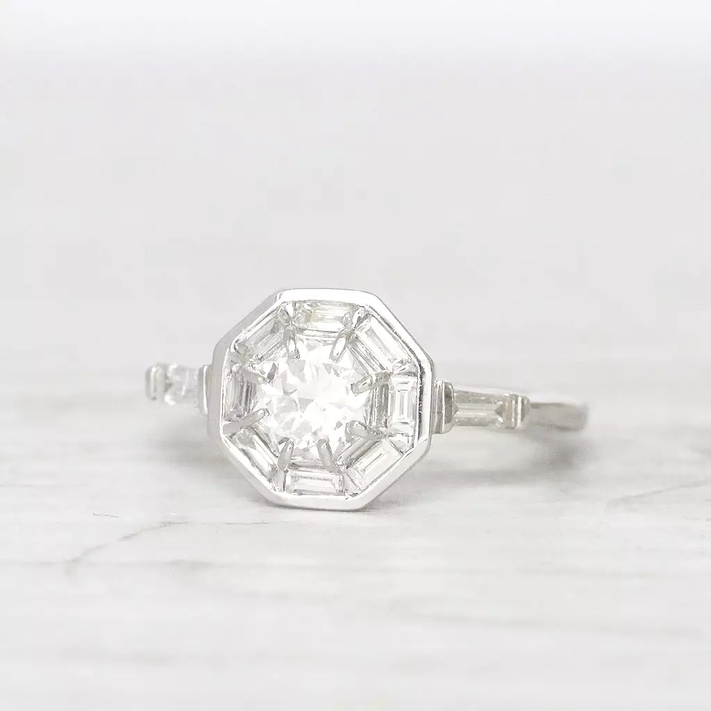 Art Deco Style 0.97 Carat Octagonal Cut Diamond Cluster