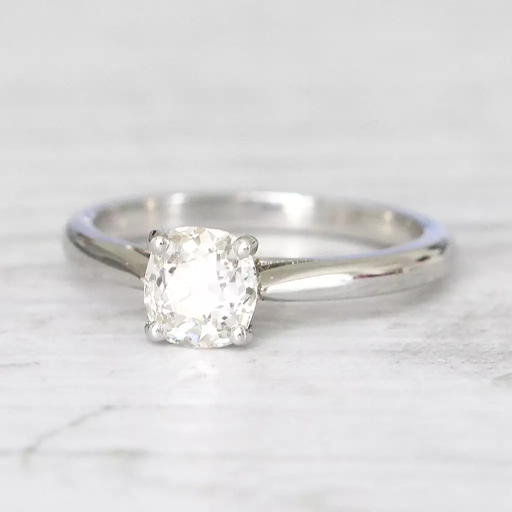 Art Deco Style 1.04 Carat Old Mine Cut Diamond Solitaire