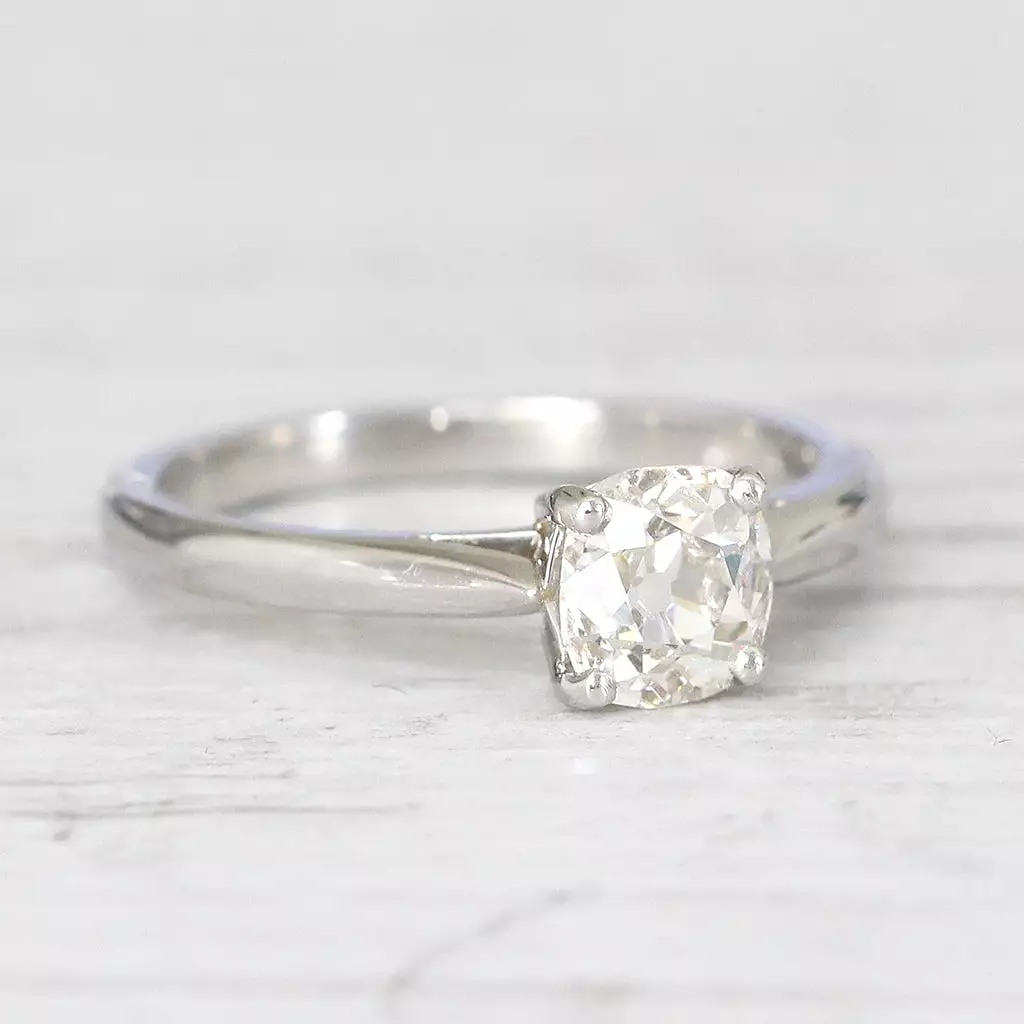 Art Deco Style 1.04 Carat Old Mine Cut Diamond Solitaire