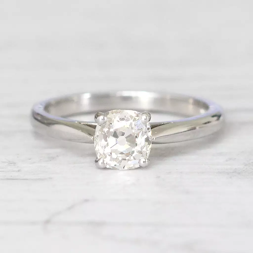 Art Deco Style 1.04 Carat Old Mine Cut Diamond Solitaire