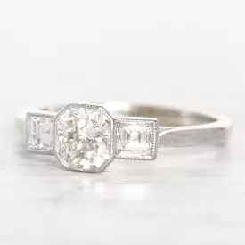 Art Deco Style 1.25 Carat Radiant and Carré Cut Diamond Three Stone