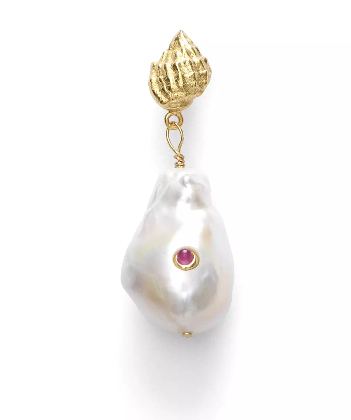 Baroque Pearl Shell Earrings, Ruby (pair)