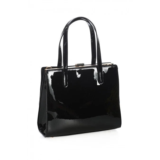 Black Classic Patent Retro Handbag