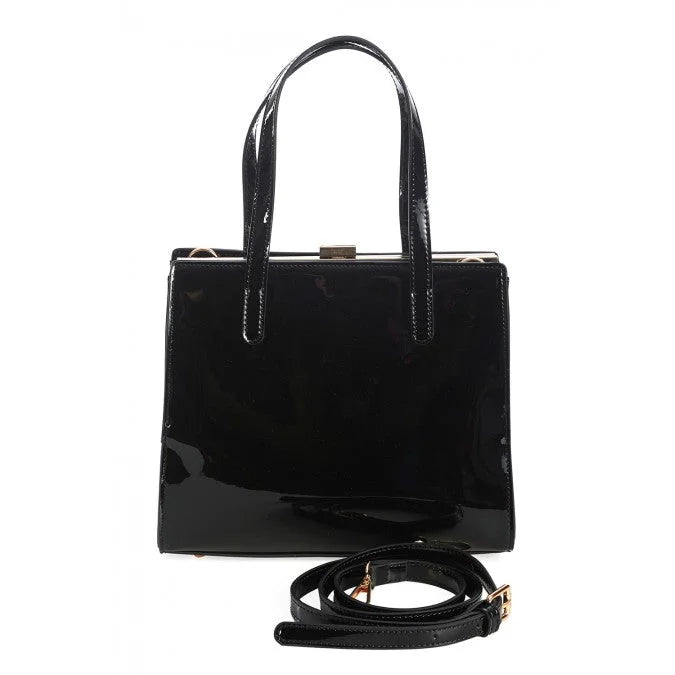 Black Classic Patent Retro Handbag