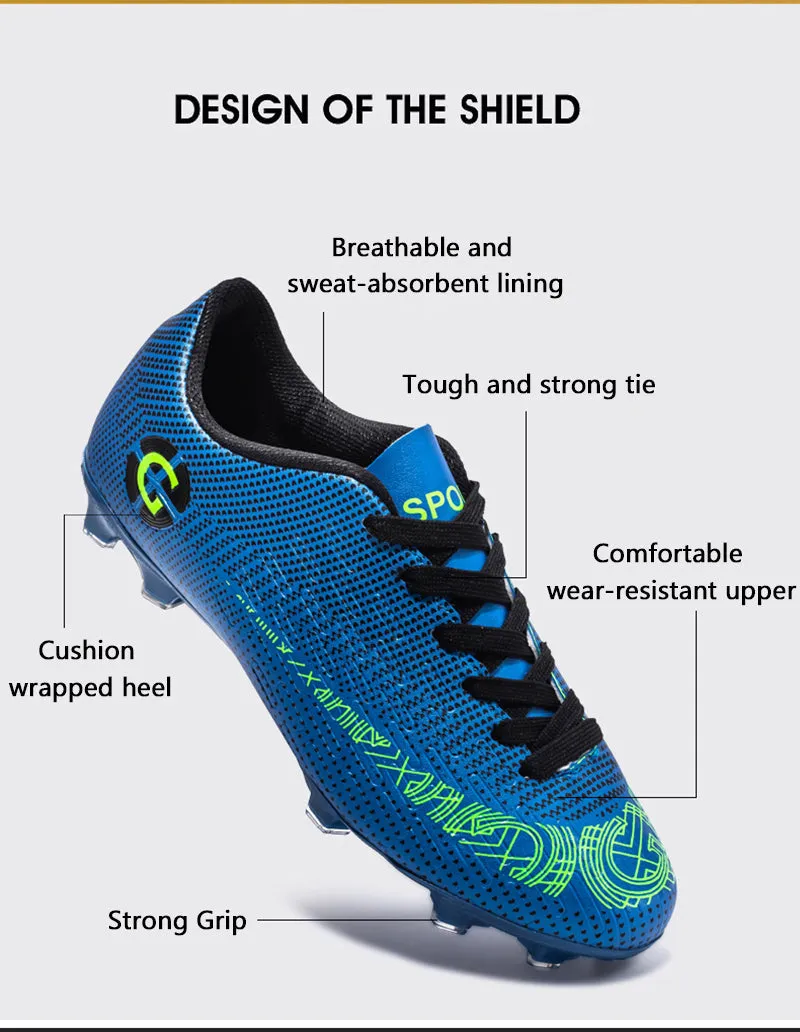 Black Men's Comfortable Lace-up Wear-Resistant Outdoor Soccer Shoes