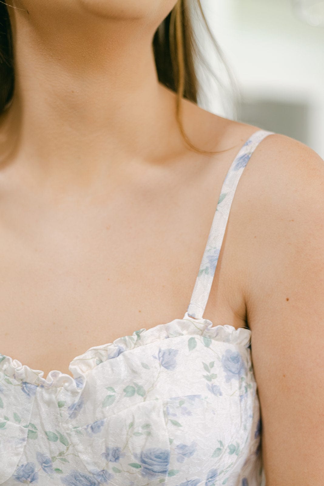 Blue Floral Bustier Midi Dress