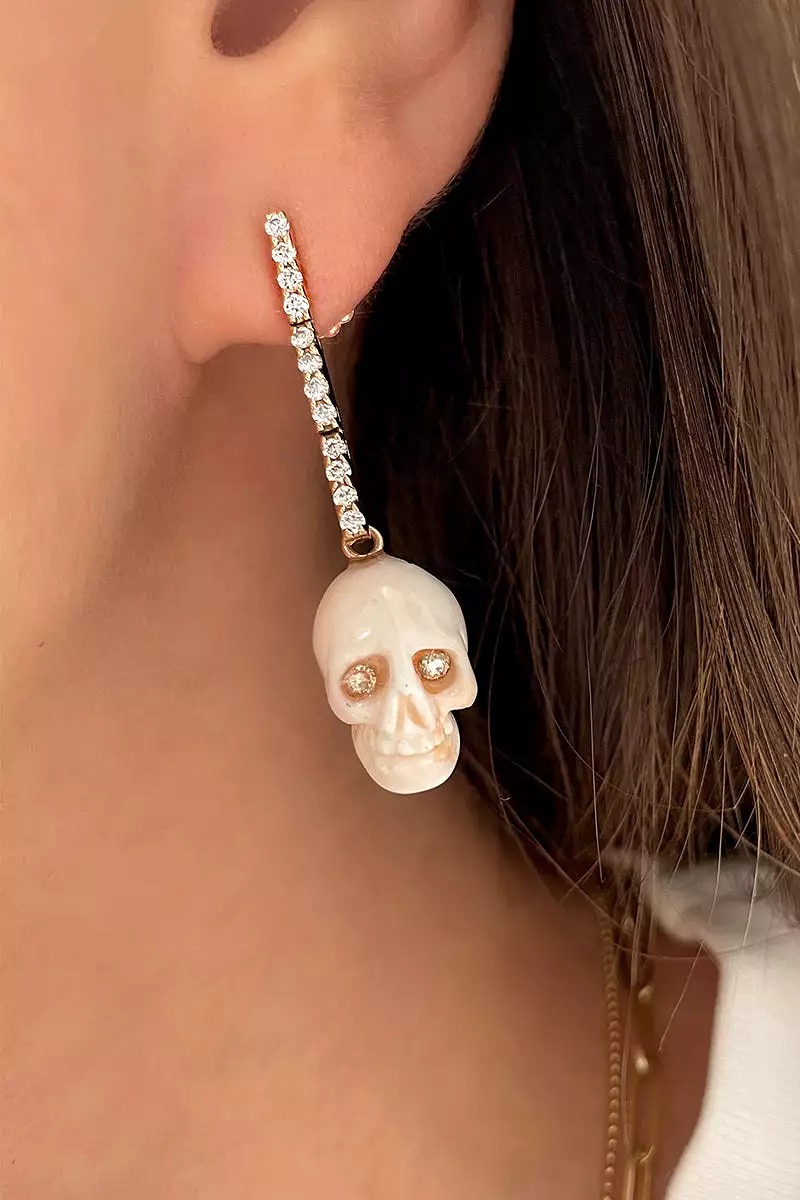 Blush Carved Coral Skulls on Diamond Hinge Sticks